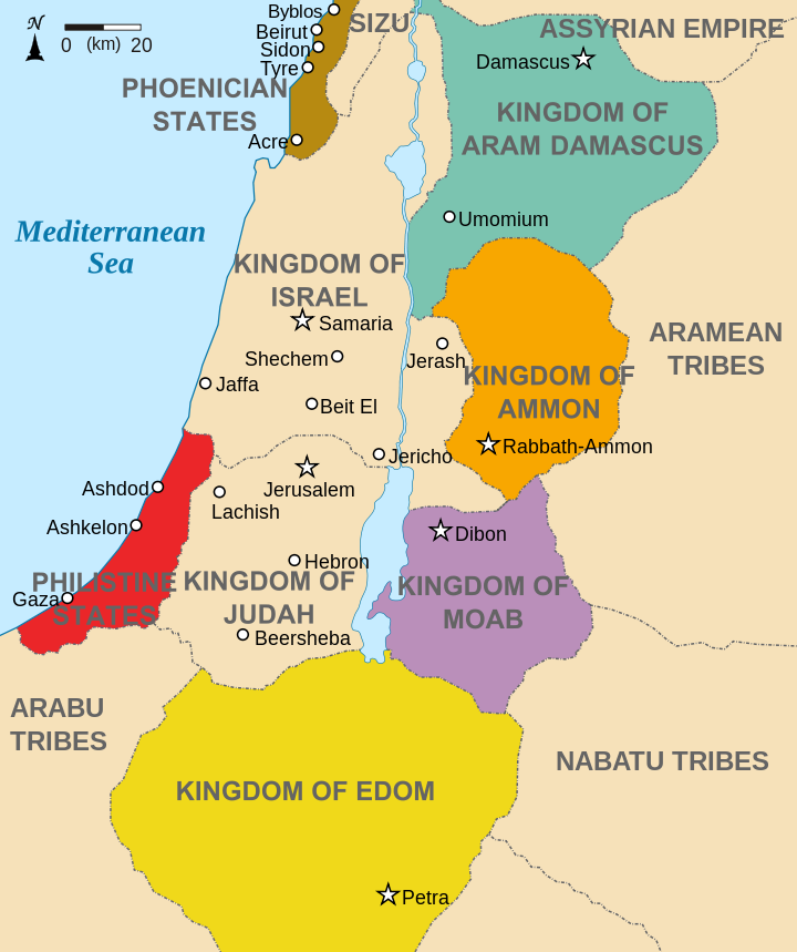 By Kingdoms_of_Israel_and_Judah_map_830.svg: *Oldtidens_Israel_&_Judea.svg: FinnWikiNoderivative work: Richardprins (talk)derivative work: Richardprins (talk) - Kingdoms_of_Israel_and_Judah_map_830.svg, CC BY-SA 3.0, https://commons.wikimedia.org/w/index.php?curid=10876701